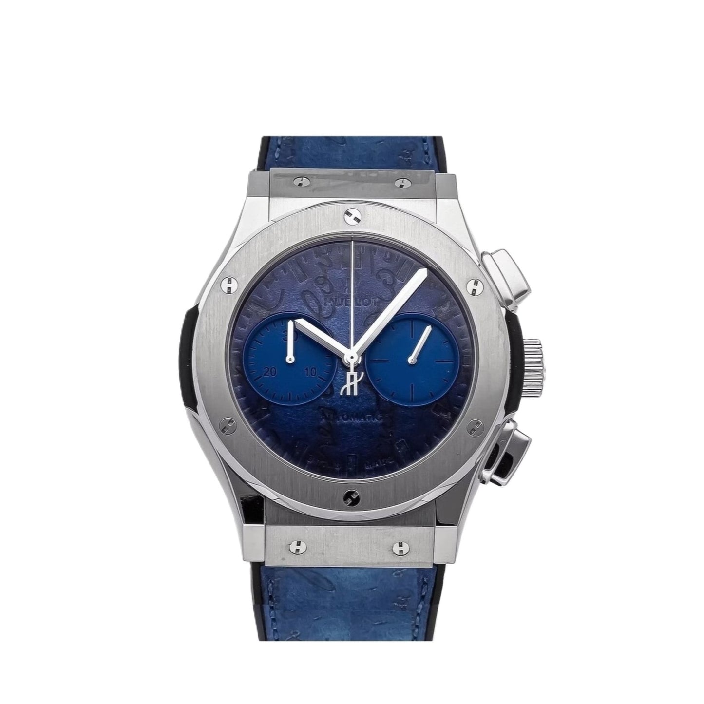Hublot Classic Fusion 45mm Special Edition Berluti Scritto Ocean Blue Leather Band Watch