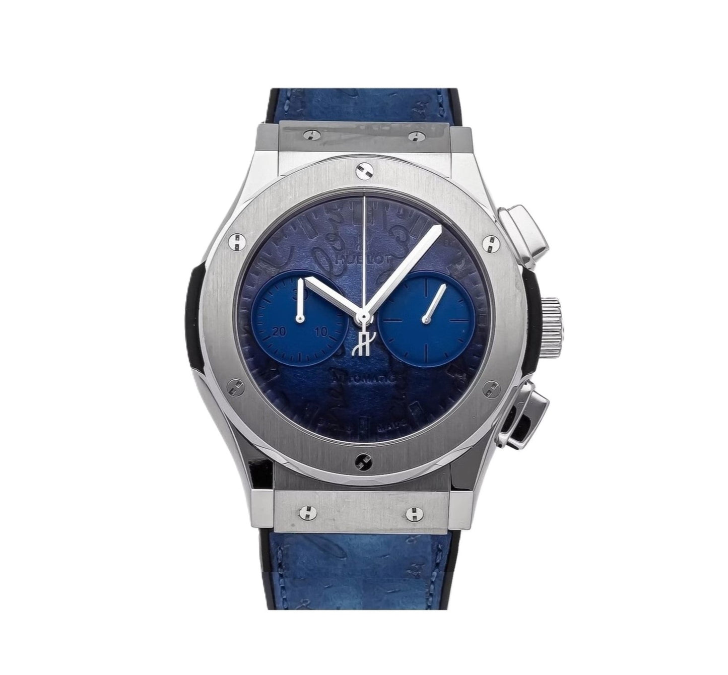 Hublot Classic Fusion 45mm Special Edition Berluti Scritto Ocean Blue Leather Band Watch