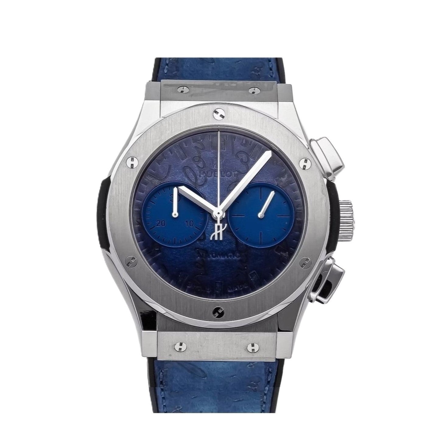 Hublot Classic Fusion 45mm Special Edition Berluti Scritto Ocean Blue Leather Band Watch