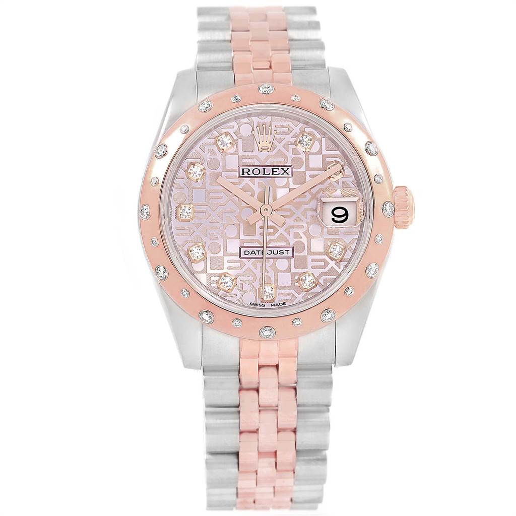 Rolex Datejust 31 Midsize Steel 18K Rose Gold Rose anniversary Diamond Dial Watch 178341