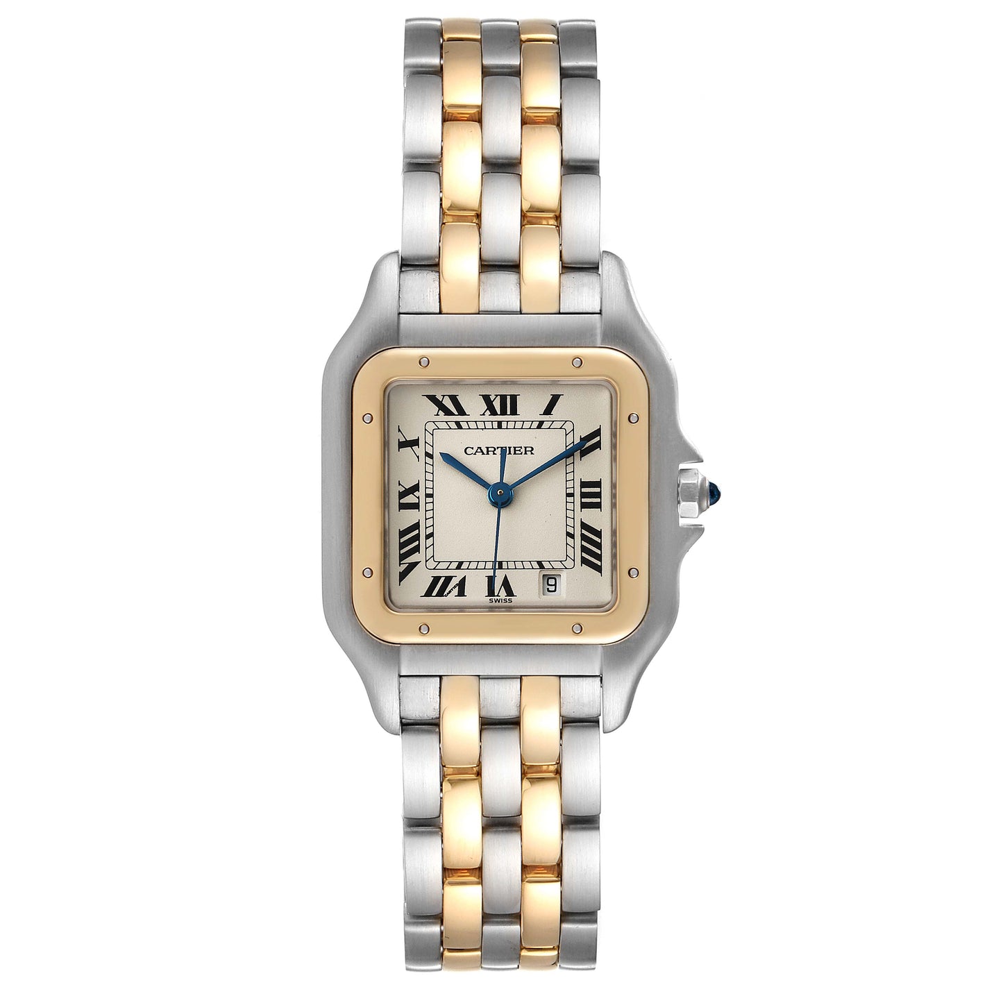 Cartier Panthere 26 x 36mm 2T 18k Yellow Gold & Stainless Steel Silver Dial Watch 183949