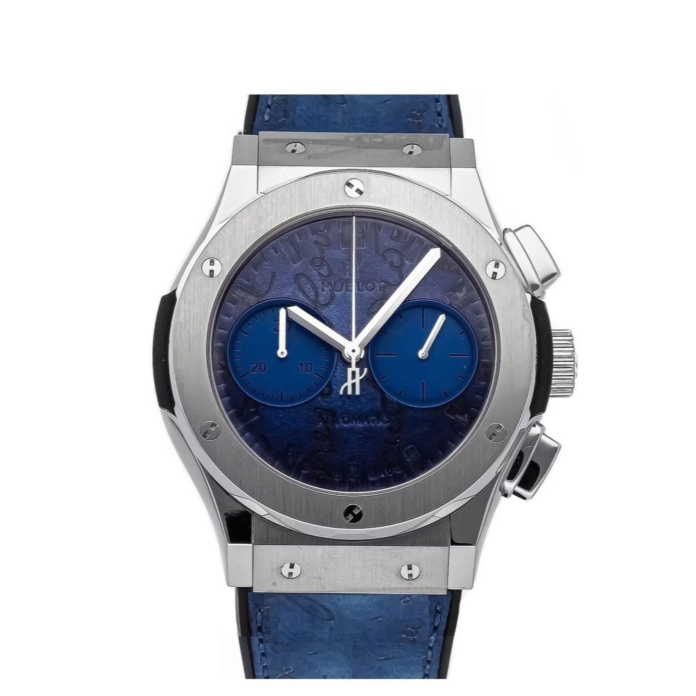 Hublot Classic Fusion 45mm Special Edition Berluti Scritto Ocean Blue Leather Band Watch