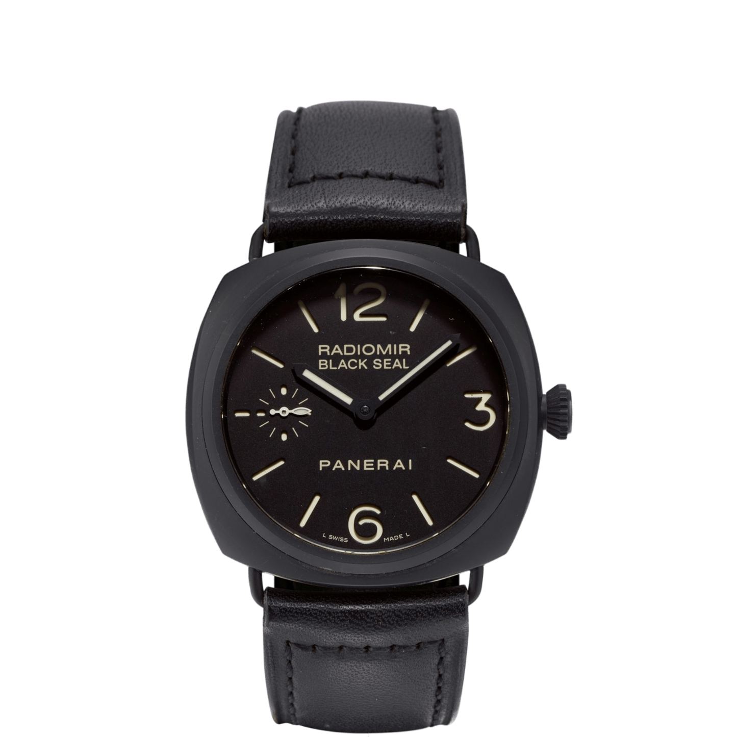 Panerai Radiomir Black Seal Black Dial Black Leather Band Ceramic & Stainless Steel Watch PAM00292