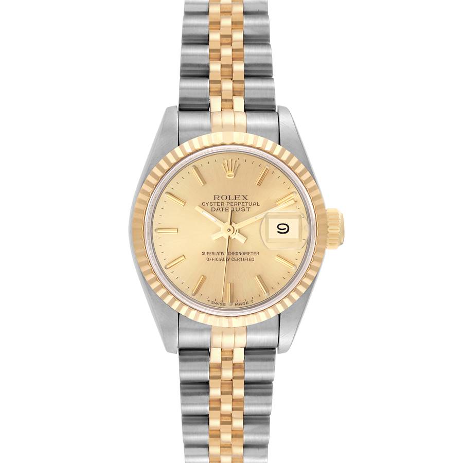 Rolex Datejust 26mm 2-Tone 18k Yellow Gold & Stainless Steel Gold Dial 18k YG Fluted Bezel Jubilee Band Watch 69173