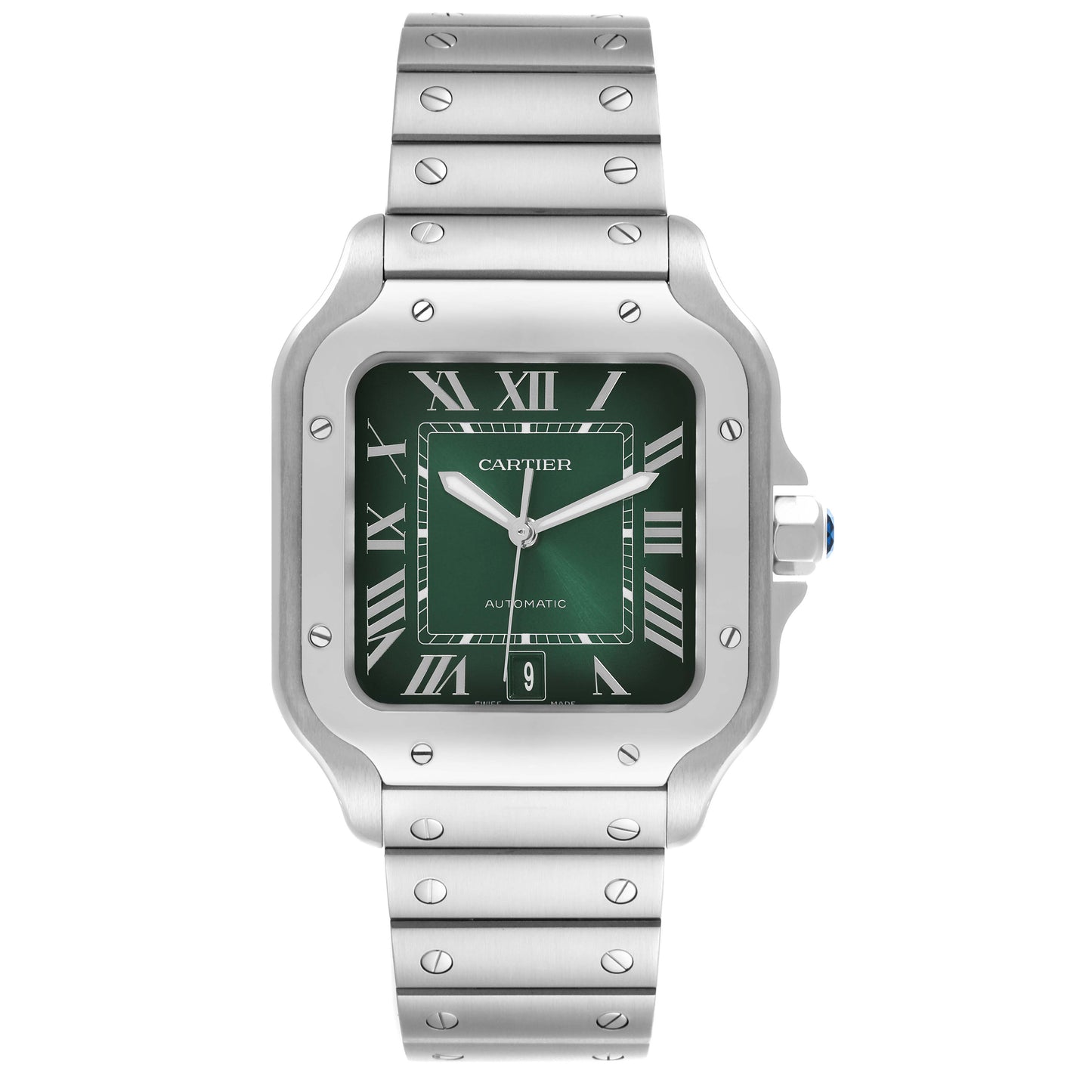Cartier Santos 40mm Green Dial Stainless Steel Green Watch WSSA0062
