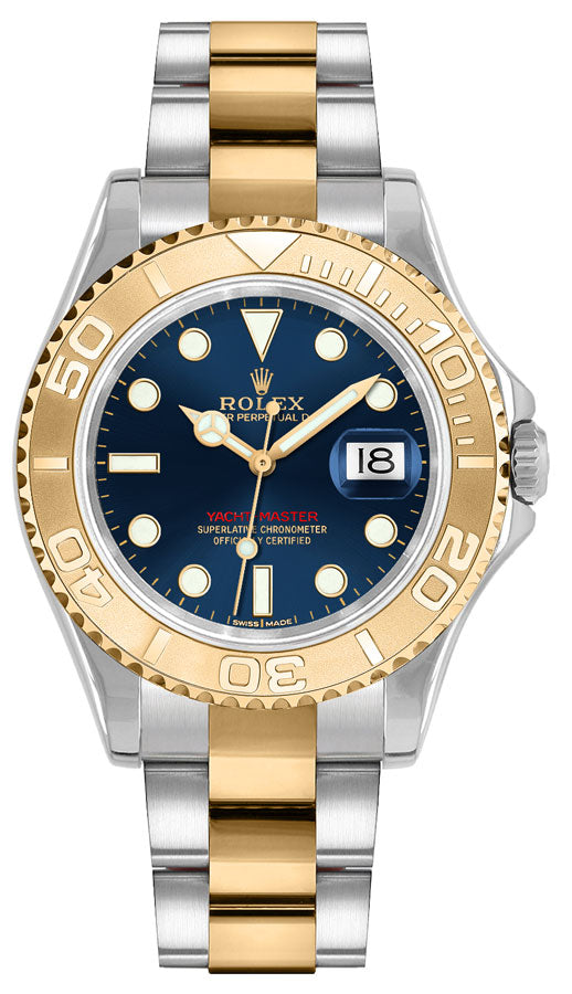 Rolex Yacht-Master 35mm 18k Yellow Gold White Dial Oyster Watch 168623