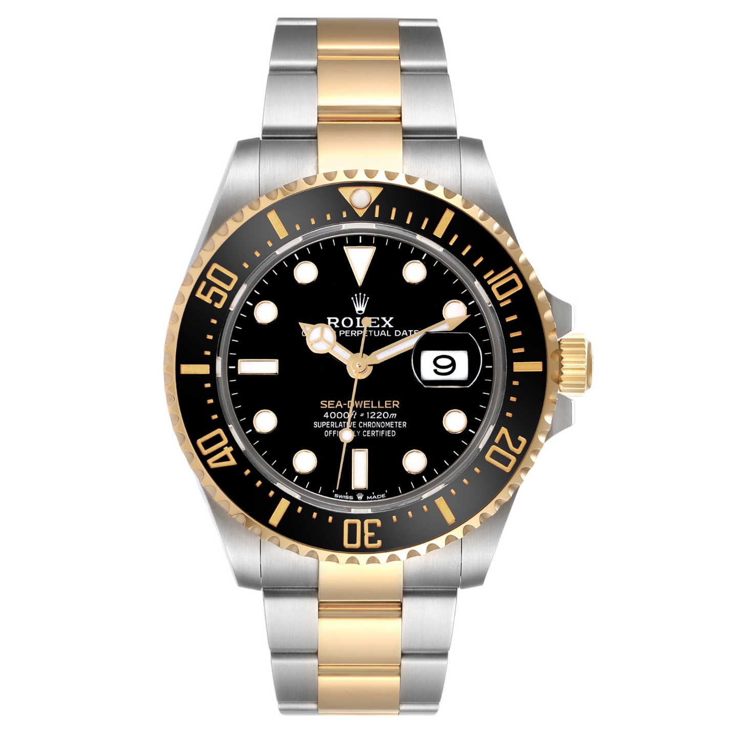 Rolex Sea-Dweller Date 43mm 2-Tone 18K YG-Stainless Steel Black Dial and Bezel Oyster Watch 126603