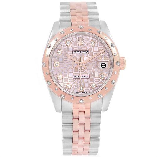 Rolex Datejust 31 Midsize Steel 18K Rose Gold Rose anniversary Diamond Dial Watch 178341
