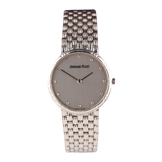Audemars Piguet 31mm 18K White Gold Case Silver Factory Diamond Dial WG Braclet Watch