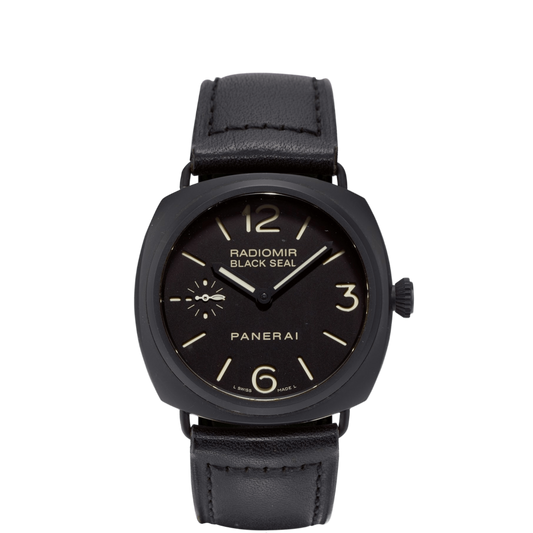 Panerai Radiomir Black Seal Black Dial Black Leather Band Ceramic & Stainless Steel Watch PAM00292