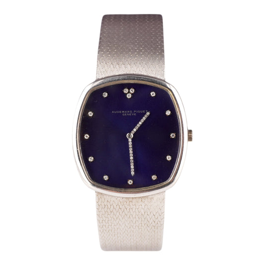 Audemars Piguet 31mm 18K White Gold Case Dark Blue Factory Diamond Dial WG Braclet Watch