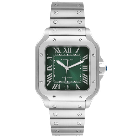 Cartier Santos 40mm Green Dial Stainless Steel Green Watch WSSA0062