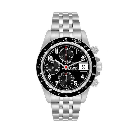 Tudor Prince 40mm Date Chronograph Black Dial Black Bezel Stainless Steel Watch 79260