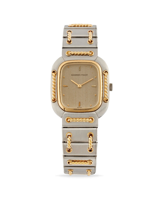 Audemars Piguet 24mm Cord'Or 2 Tone 18k Yellow Gold & Stainless Steel Gray Dial Watch 6050SA