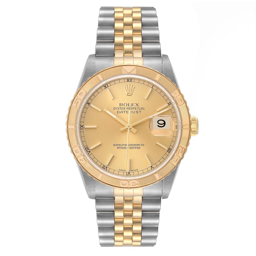 Rolex Datejust Turn-o-graph 36mm Champagne Gold Dial Turn-o-graph Bezel Jubilee Band 2 Tone 18k Yellow Gold & Stainless Steel Watch 16263